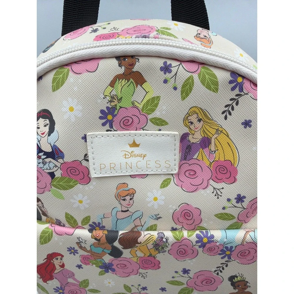 Disney Princess Mini Backpack Bioworld Floral Ariel Belle Cinderella NWT Cream